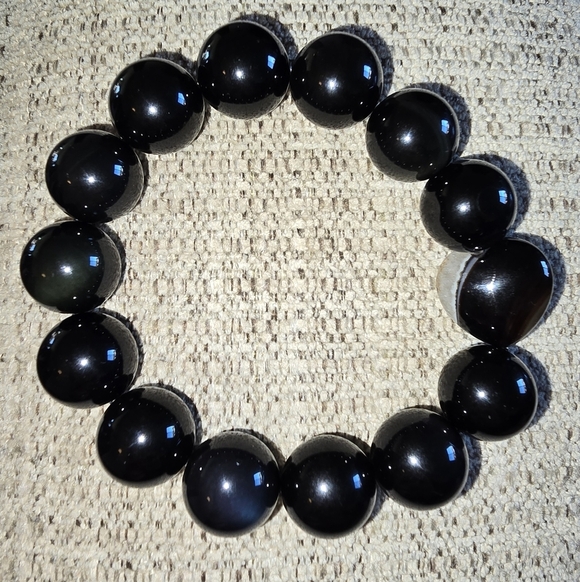 Rainbow Obsidian Bracelet With Heart - Picture 3 of 15
